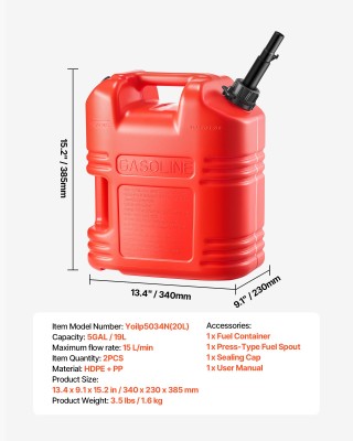 VEVOR Δοχείο Καυσίμου 19L με Στόμιο & Κλίμακα, Ασφαλές & Χωρίς Διαρ... VEVOR Δοχείο Καυσίμου 19L με Στόμιο & Κλίμακα, Ασφαλές & Χωρίς Διαρ...