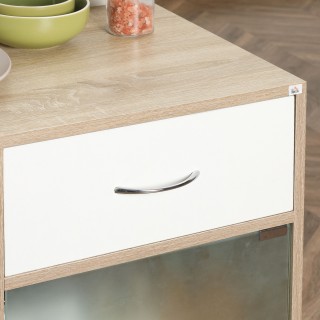 Τρόλεϊ κουζίνας HOMCOM με συρτάρι, ράφια και ντουλάπι από ξύλο, ατσ...