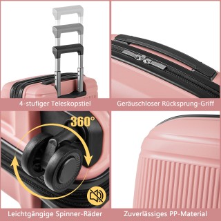 Costway  Σετ Βαλίτσες 2τμχ: Χειραποσκευή 20 & Καλλυντικά 14 σε Ροζ ...