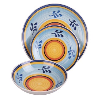 Galileo Σετ πιάτων 12 τεμαχίων από χειροποίητα ζωγραφισμένο κεραμικ...