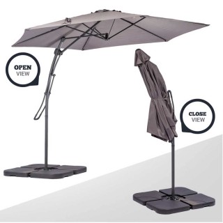 BAKAJI Γκρι Κεντρική Ομπρέλα Κήπου 3 x 3 μ. με Σταυρωτή Βάση και Σ... BAKAJI Γκρι Κεντρική Ομπρέλα Κήπου 3 x 3 μ. με Σταυρωτή Βάση και Σ...