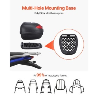 VEVOR 38L Μοτοσυκλετιστικό Κουτί Αποθήκευσης Ουράς με Αντανακλαστικ...