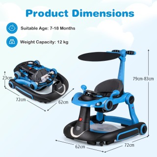 Costway Περπατούρα Μωρού 7 σε 1 Πτυσσόμενη με Σκίαστρο, Ρυθμιζόμενο...