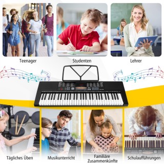 Costway Ηλεκτρονικό Πιάνο-Πληκτρολόγιο 61 Πλήκτρων με 300 Ήχους, 30...