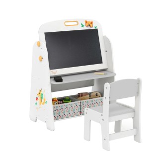 Costway  Παιδικό Καβαλέτο με Καρέκλα και Βιβλιοθήκη, Μαγνητική Κρεμ...