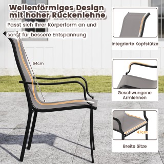 Costway Σετ 2 Γκρι Καρέκλες Κήπου με Ψηλή Πλάτη, Ανθεκτικές έως 150... Costway Σετ 2 Γκρι Καρέκλες Κήπου με Ψηλή Πλάτη, Ανθεκτικές έως 150...