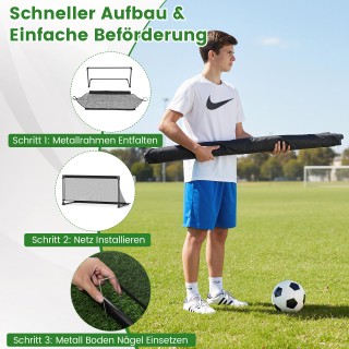 Costway Πτυσσόμενη εστία ποδοσφαίρου 120 x 57 x 60 cm με μεταλλικό ...