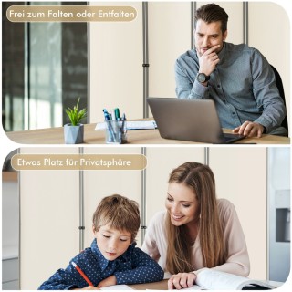 Costway Τετράπτυχο Λευκός Χωριστικός Τοίχος για το Σπίτι JV10726WH