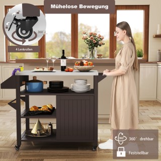 Costway Κινητό Τραπέζι Ψησταριάς με Ανοξείδωτο Ατσάλι, 3 Ράφια, Ντο...