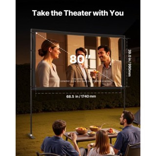 VEVOR Οθόνη Προβολέα 80 Ιντσών με 2 Βάσεις 160° Ευρεία Γωνία 4K HD ...