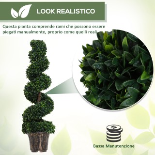 Outsunny Σετ 2 Τεχνητά Φυτά Μπόξου σε Σπείρα για Εσωτερικούς και Εξ...