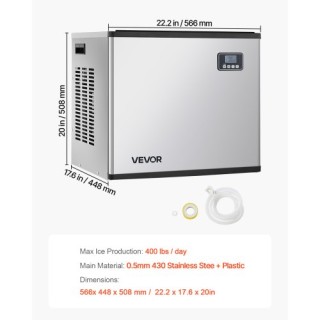 VEVOR Επαγγελματική Μηχανή Παραγωγής Πάγου - Παραγωγή μέχρι 400 lbs...