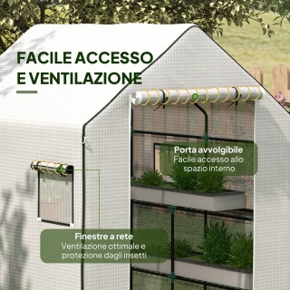 Outsunny Κάλυμμα PE για Θερμοκήπιο Κήπου με Πόρτα με Στερέωση και Π...