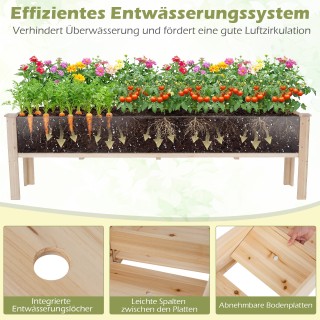 Costway Ξύλινο υπερυψωμένο παρτέρι με οπές αποστράγγισης και 2 χώρο...