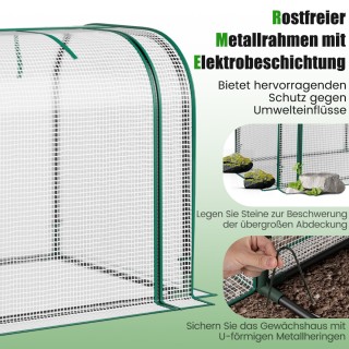 Costway Διπλό Μίνι Θερμοκήπιο με Ρολό Πόρτας Φερμουάρ PE Κάλυμμα γι...