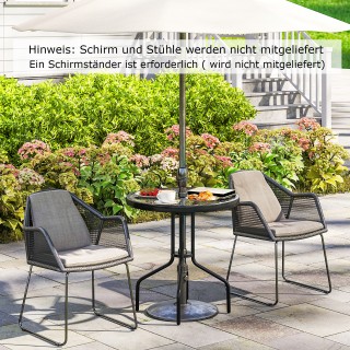 Costway  Μπιστρό Τραπέζι με Γυάλινη Επιφάνεια και Οπή για Ομπρέλα 7...