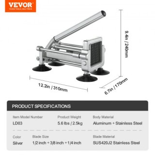 VEVOR  Κόφτης Πατάτας Ανοξείδωτος με 3 Λεπίδες SYWSQSTJYJ12CIG4VV0