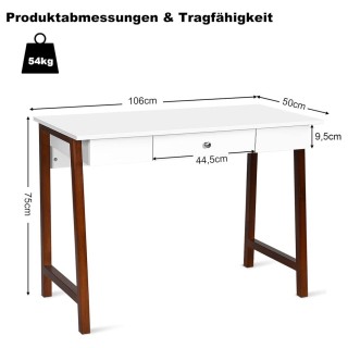 Costway Πολυλειτουργικό Τραπέζι με Λευκή Επιφάνεια και Πόδια από Κ... Costway Πολυλειτουργικό Τραπέζι με Λευκή Επιφάνεια και Πόδια από Κ...