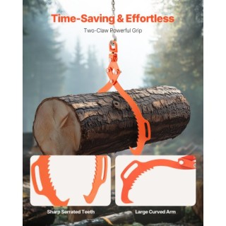 VEVOR 32 ιντσών Λαβίδες Ανύψωσης Κορμών 2 Νυχιών Στερεός Χάλυβας Γρ...