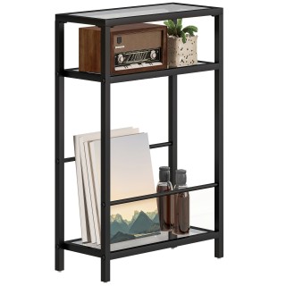 HOMCOM Τραπέζι Σαλονιού με 3 Ράφια από Γυαλί και Ατσάλι, 40x18x62 ε...