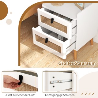 Costway Λευκό κομοδίνο με συρτάρια από ρατάν και ξύλινα πόδια από π... Costway Λευκό κομοδίνο με συρτάρια από ρατάν και ξύλινα πόδια από π...