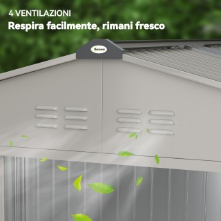 Outsunny Μεταλλικό Κήπου Σπιτάκι με Αεραγωγούς και Διπλή Συρόμενη Π...