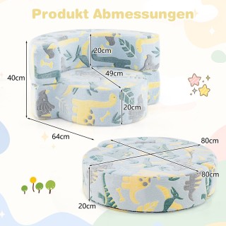 Costway Παιδικός Καναπές 2-σε-1 με Φωσφορίζοντα Αστέρια και Αφαιρού...