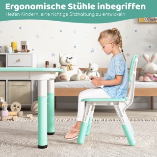 Costway Σετ Παιδικού Τραπεζιού και 4 Καρεκλών με Ρυθμιζόμενο Ύψος κ...
