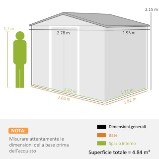 Outsunny Μεταλλική Αποθήκη Κήπου 278x195x215 εκ, Καφέ 845-179V03BN