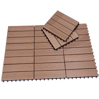 BAKAJI  Σετ 11 Πλακάκια Δαπέδου από WPC για Εξωτερικό Κήπο 30x30 εκ...