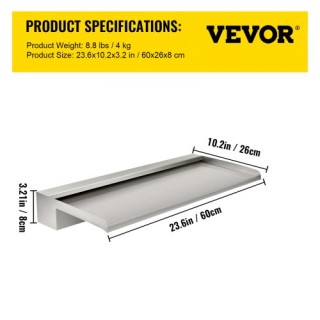 Πτερύγιο Καταρράκτη VEVOR, 60cm Ανοξείδωτο για Λίμνη Koi PQSBJPSSQ... Πτερύγιο Καταρράκτη VEVOR, 60cm Ανοξείδωτο για Λίμνη Koi PQSBJPSSQ...