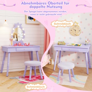 Costway 2 σε 1 Μπουντουάρ Πριγκίπισσας με Αποσπώμενο Καθρέφτη & Συρ...