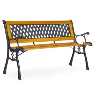 MULTIGARDEN Ξύλινο παγκάκι κήπου 126x51 εκ. με διάτρητη πλάτη και χ...