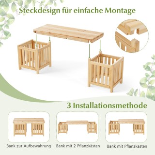 Costway  Ξύλινος Κήπος: Πάγκος Διπλής Άνεσης με Ενσωματωμένες Γλάστ...