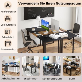 Costway Γραφείο με Μεταλλικό Σκελετό 160 x 60 cm Καφέ JV12584BK Costway Γραφείο με Μεταλλικό Σκελετό 160 x 60 cm Καφέ JV12584BK