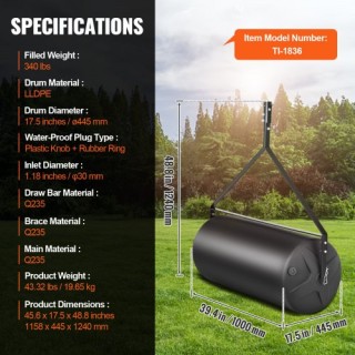 Ρυμουλκούμενος Κύλινδρος Γκαζόν VEVOR, 400lbs, Μαύρος QYSCPGL400B3... Ρυμουλκούμενος Κύλινδρος Γκαζόν VEVOR, 400lbs, Μαύρος QYSCPGL400B3...