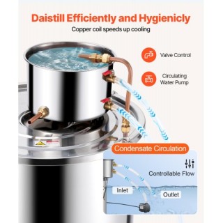 VEVOR Σετ Απόσταξης Φεγγαρόφωτου 13 Γαλόνια για Νερό και Αλκοόλ, Κι...