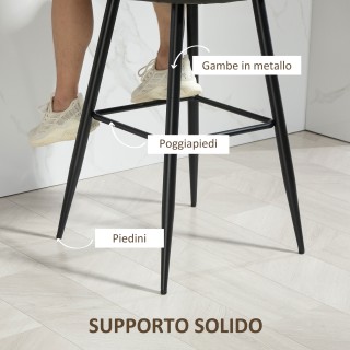 HOMCOM  Σετ 2 Μοντέρνα Σκαμπό Μπαρ με Υποπόδιο και Πλάτη, Συνθετικό...