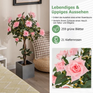 Costway  Εντυπωσιακός Τεχνητός Ροζ Ροδόδεντρος 93 εκ. με 21 Τριαντά...