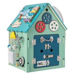 Costway Πολυλειτουργικό Ξύλινο Παιχνιδοσπιτάκι με Αισθητηριακά Παιχ...