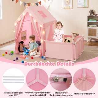 Costway Παιδική Σκηνή Εσωτερικού Χώρου 177x97x136 εκ. με Φωτάκια Ασ...