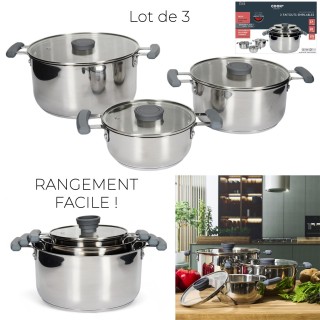 Σετ Κατσαρολών All-in-One X3 Easy Storage 17/21/25cm - Inox KC5228 ...