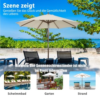 Costway Ξύλινη Ομπρέλα Κήπου 270cm, Ρυθμιζόμενη 30° σε Μπεζ Χρώμα N...