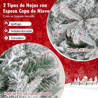 Costway 210 εκ. Χιονισμένο Χριστουγεννιάτικο Δέντρο με Φωτισμό και ...