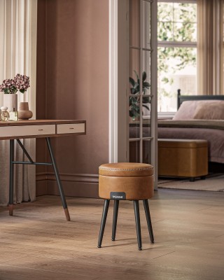 VASAGLE EKHO - Σκαμπό Αποθήκευσης, Δερματίνη, Καφέ Καραμέλα  VASAGLE EKHO - Σκαμπό Αποθήκευσης, Δερματίνη, Καφέ Καραμέλα 