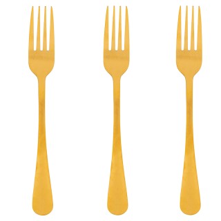 Galileo Σετ 3 Χρυσά Σατινέ Πιρούνια από Ανοξείδωτο Ατσάλι 5TH Avenu...