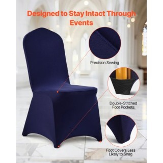 VEVOR Σετ 50 Καλύμματα Καρέκλας Navy Blue, Ελαστική Πολυεστερική Σύ...