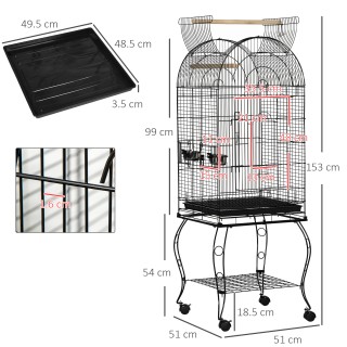 PawHut Bird and Canary Cage, Aviary με Μαύρες Μεταλλικές ρόδες 51x5... PawHut Bird and Canary Cage, Aviary με Μαύρες Μεταλλικές ρόδες 51x5...