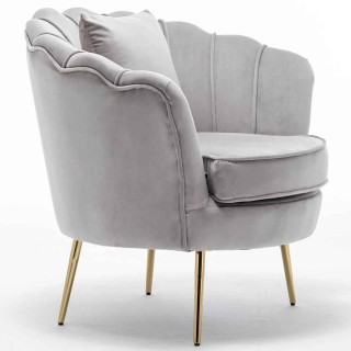 Βελούδινη Πολυθρόνα / Καρέκλα με Μεταλλικά Πόδια 81 x 77 x 84 cm Γκ... Βελούδινη Πολυθρόνα / Καρέκλα με Μεταλλικά Πόδια 81 x 77 x 84 cm Γκ...