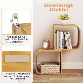 Costway Βιβλιοθήκη από Μπαμπού με Σχεδιασμό S και Αντικραδασμική Πρ... Costway Βιβλιοθήκη από Μπαμπού με Σχεδιασμό S και Αντικραδασμική Πρ...